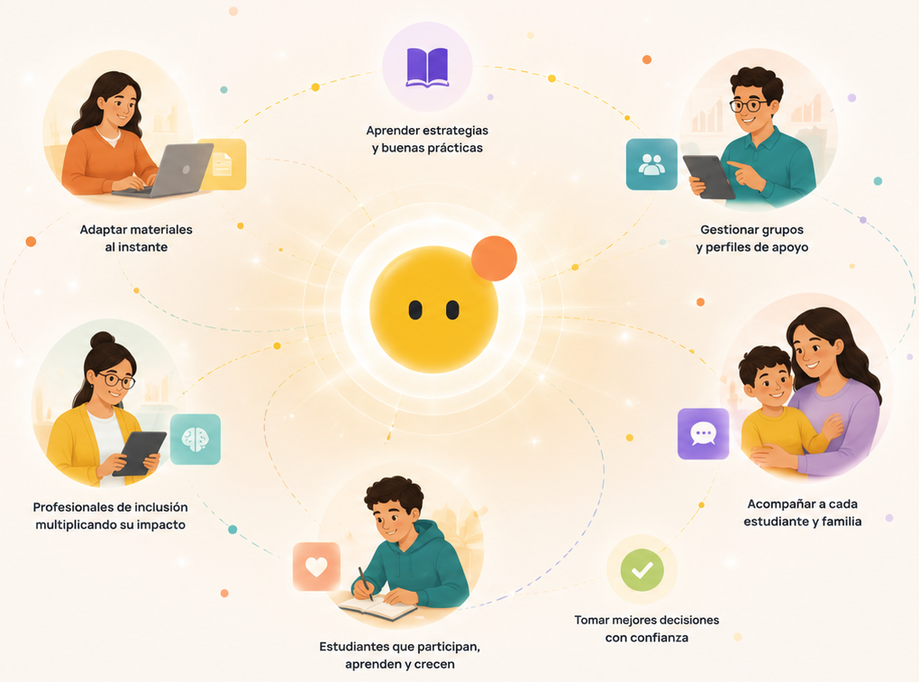 Ilustración de Sol y el ecosistema de inclusión